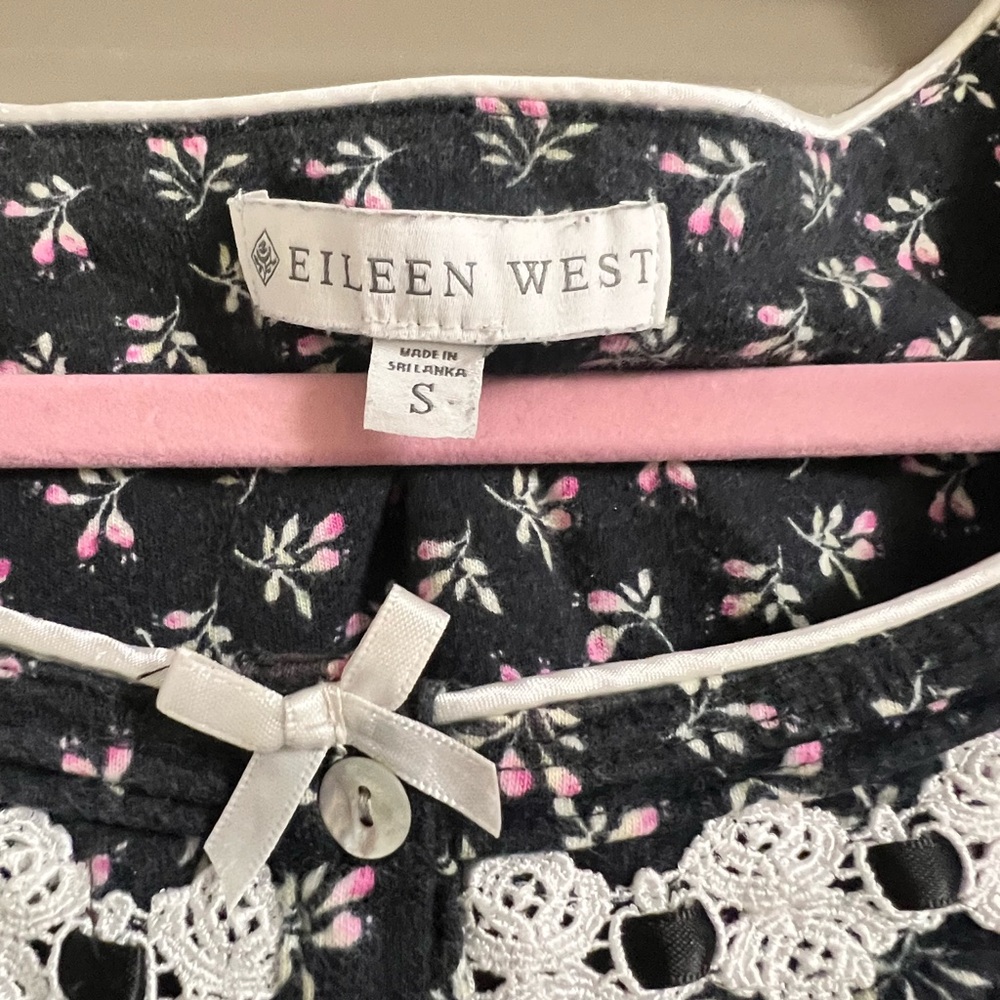 Eileen West Cotton Long Sleeve Nightgown Floral Black Pink Cottagecore Small - Picture 5 of 7
